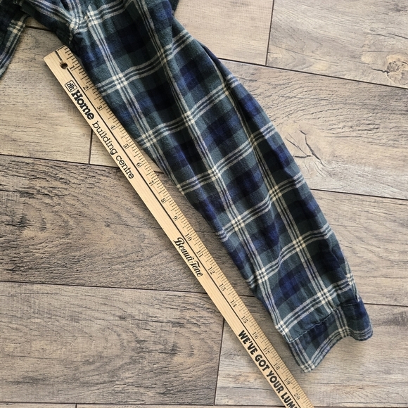 Cotton & Co. Plaid Green/Blue Medium Mens Flannel Long Sleeve Button Down Shirt - Picture 6 of 9